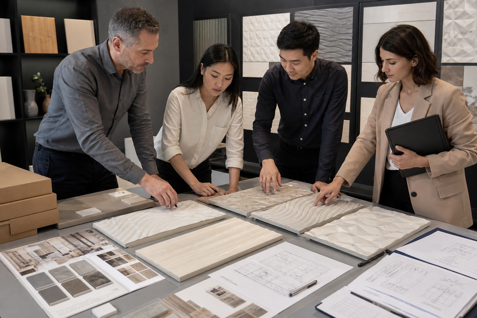 3d ceramic tiles manufacturer buying guide with ceramic relief sample boards engineering review and delivery planning