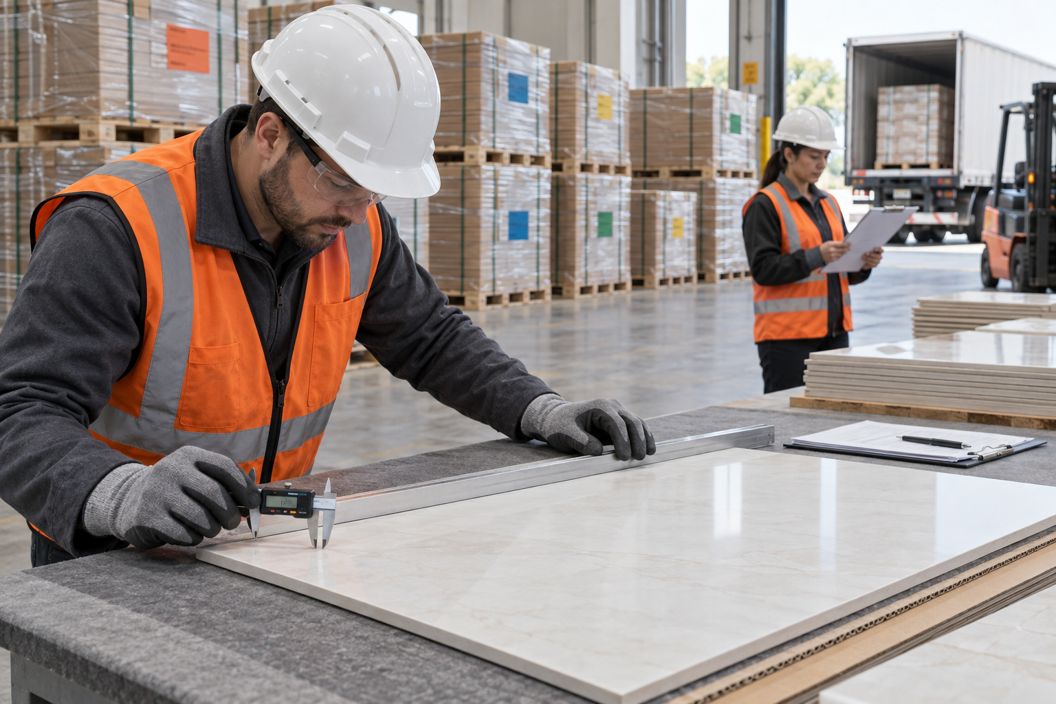ceramic tiles manufacturer batch dimension and shipment handover inspection