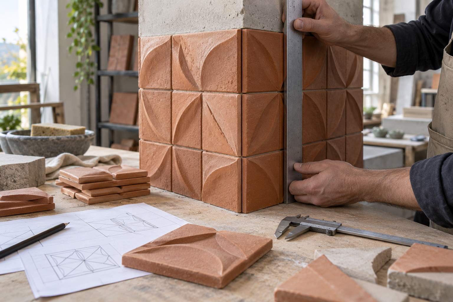 3d ceramic tiles manufacturer corner installation trial