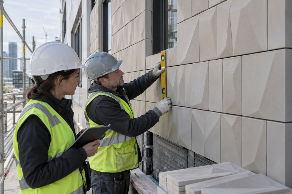 3d ceramic tiles manufacturer facade installation inspection
