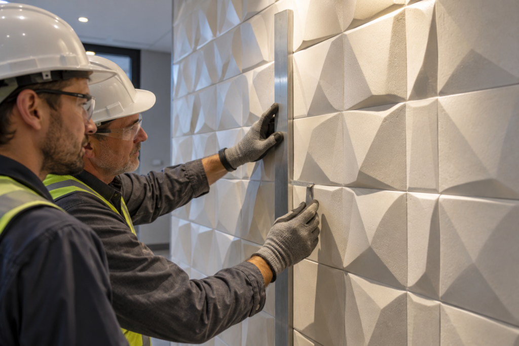 3d ceramic tiles manufacturer raking light joint alignment inspection