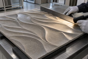 ceramic tiles manufacturer 3d relief sample under raking light