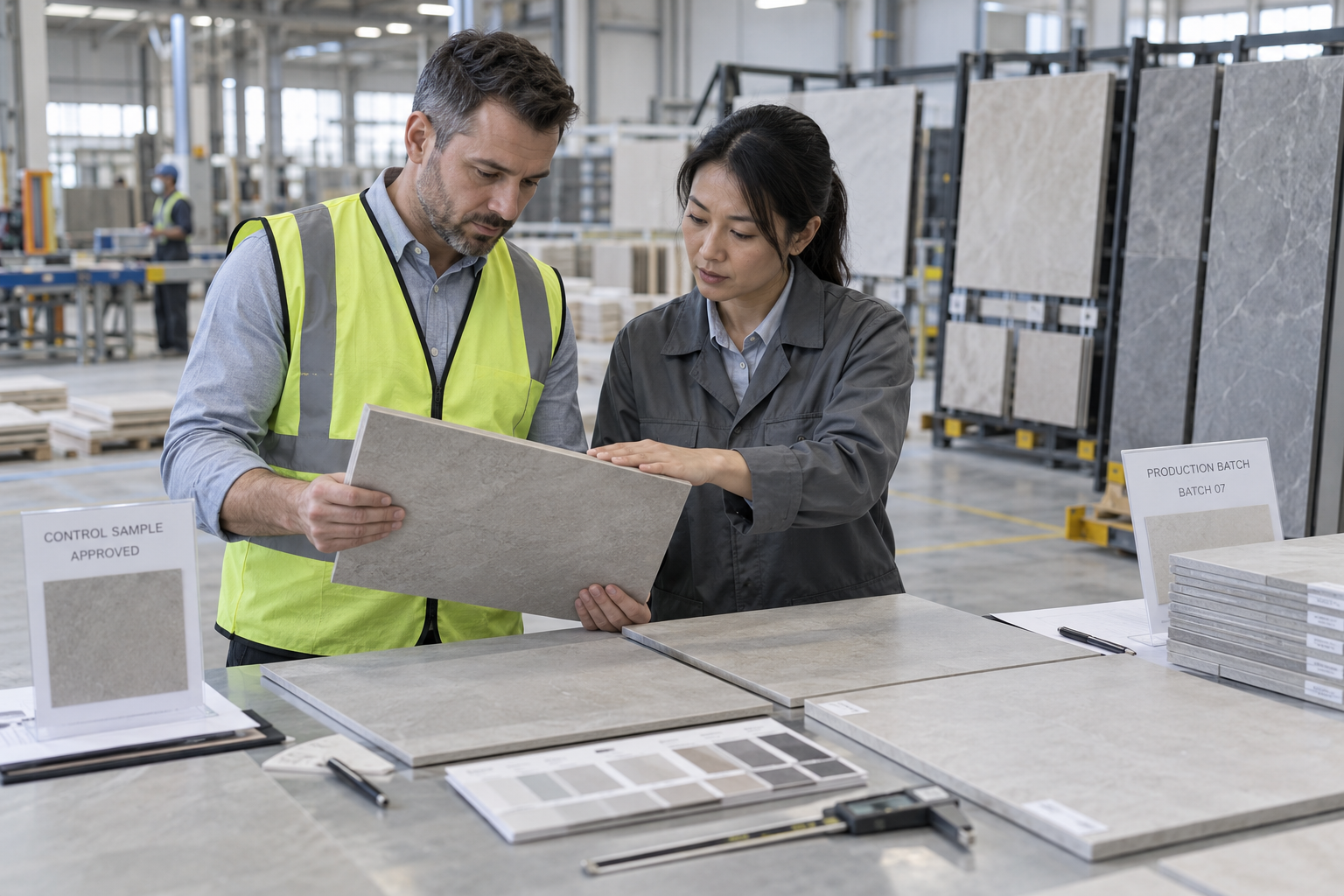 ceramic tiles manufacturer approved sample production batch inspection