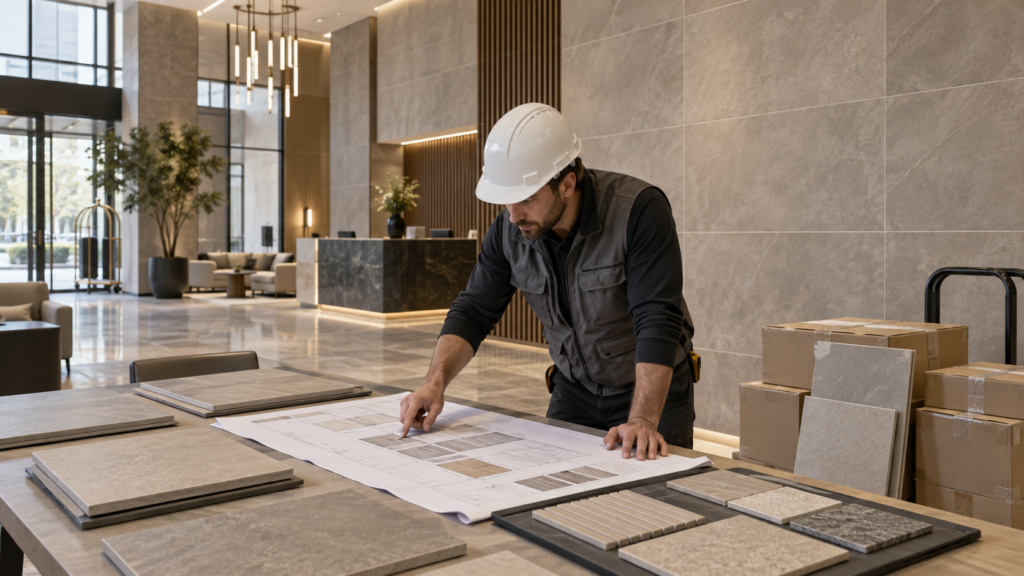 ceramic tiles manufacturer hotel lobby procurement