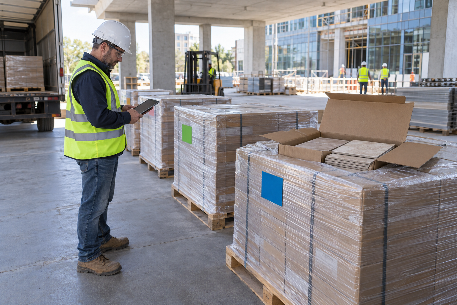 ceramic tiles manufacturer pallet tracking site delivery