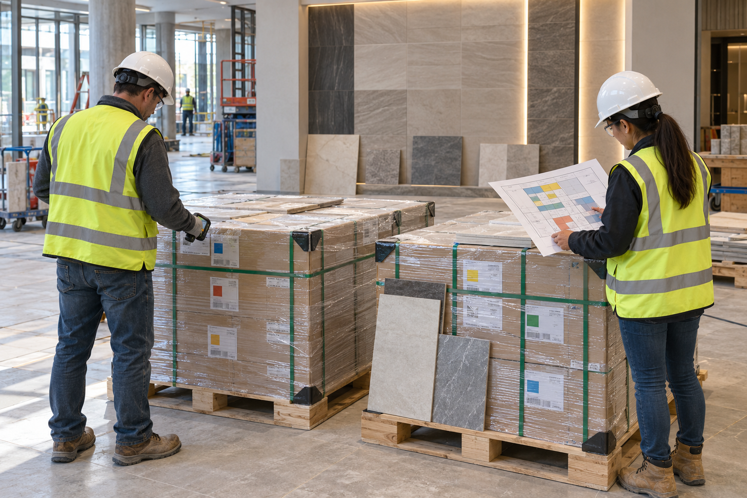 ceramic tiles manufacturer pallet zone delivery verification